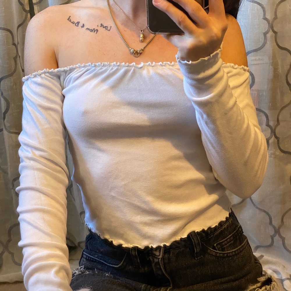 White off the shoulder long sleeve
